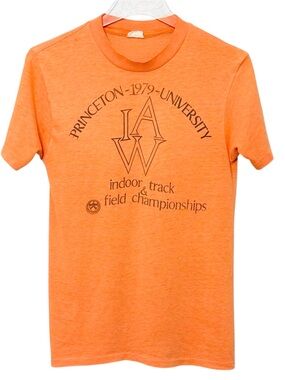 Vintage 1979 Princeton University Track Field Shirt Single Stitch IAAW Orange S